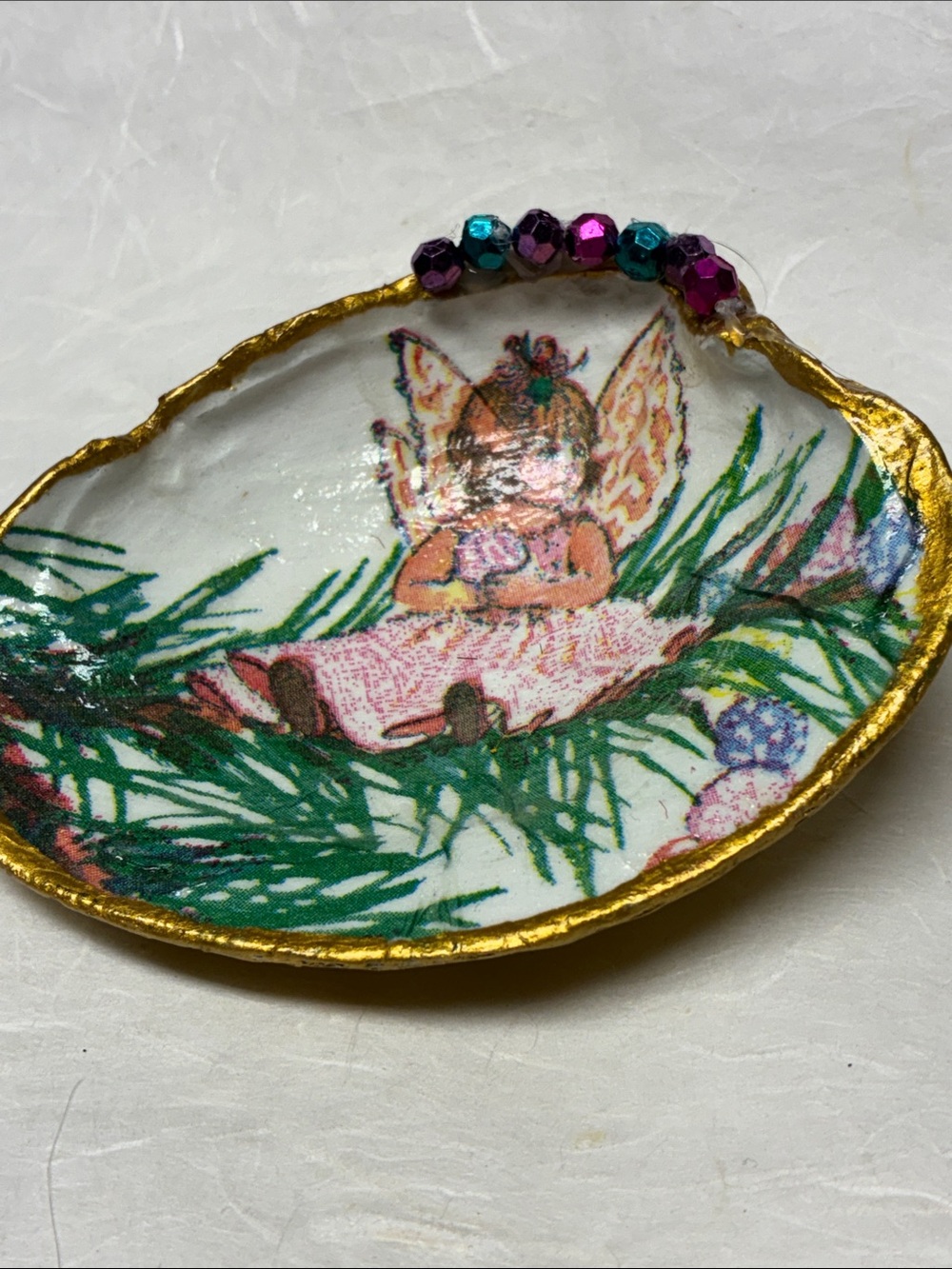 Hand Crafted Fairycore Shell Ring Dish Whimsical Cottage Core Decor